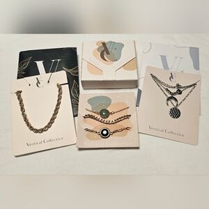 Lot of 3 VERTICAL COLLECTIVE Necklace And Bracelet Sets Gold Silver NEW